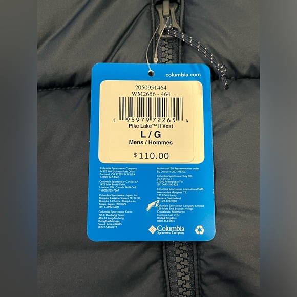 Columbia Pike Lake II Insulated Vest Mens Large Blue Puffer Omni-Heat New Tags - Picture 15 of 16